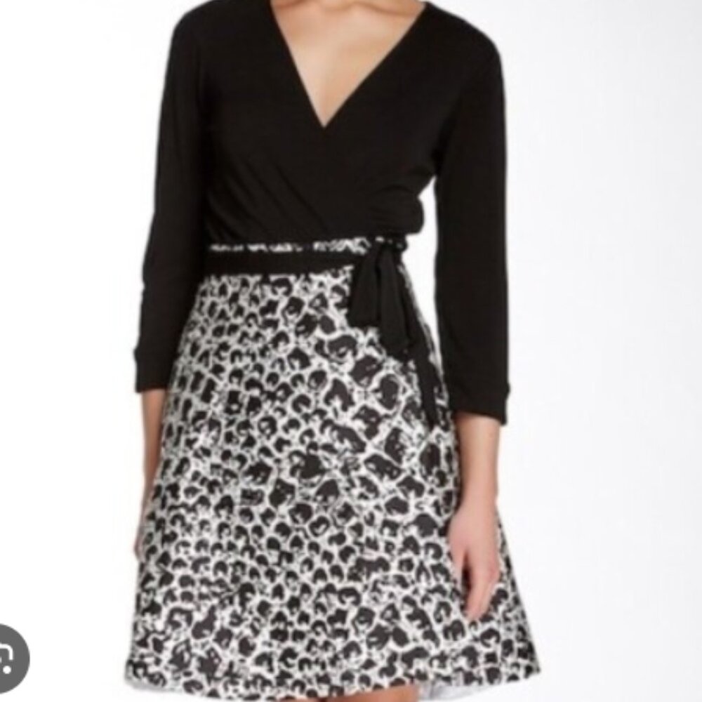 Diane Von Furstenberg Black Top with Black and White Printed Midi Skirt - Picture 3 of 15